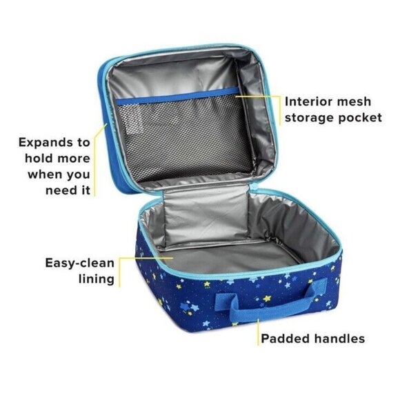 Tasty Insulated Expandable Insulated Lunch Box with Blue Stars - Picture 4 of 11